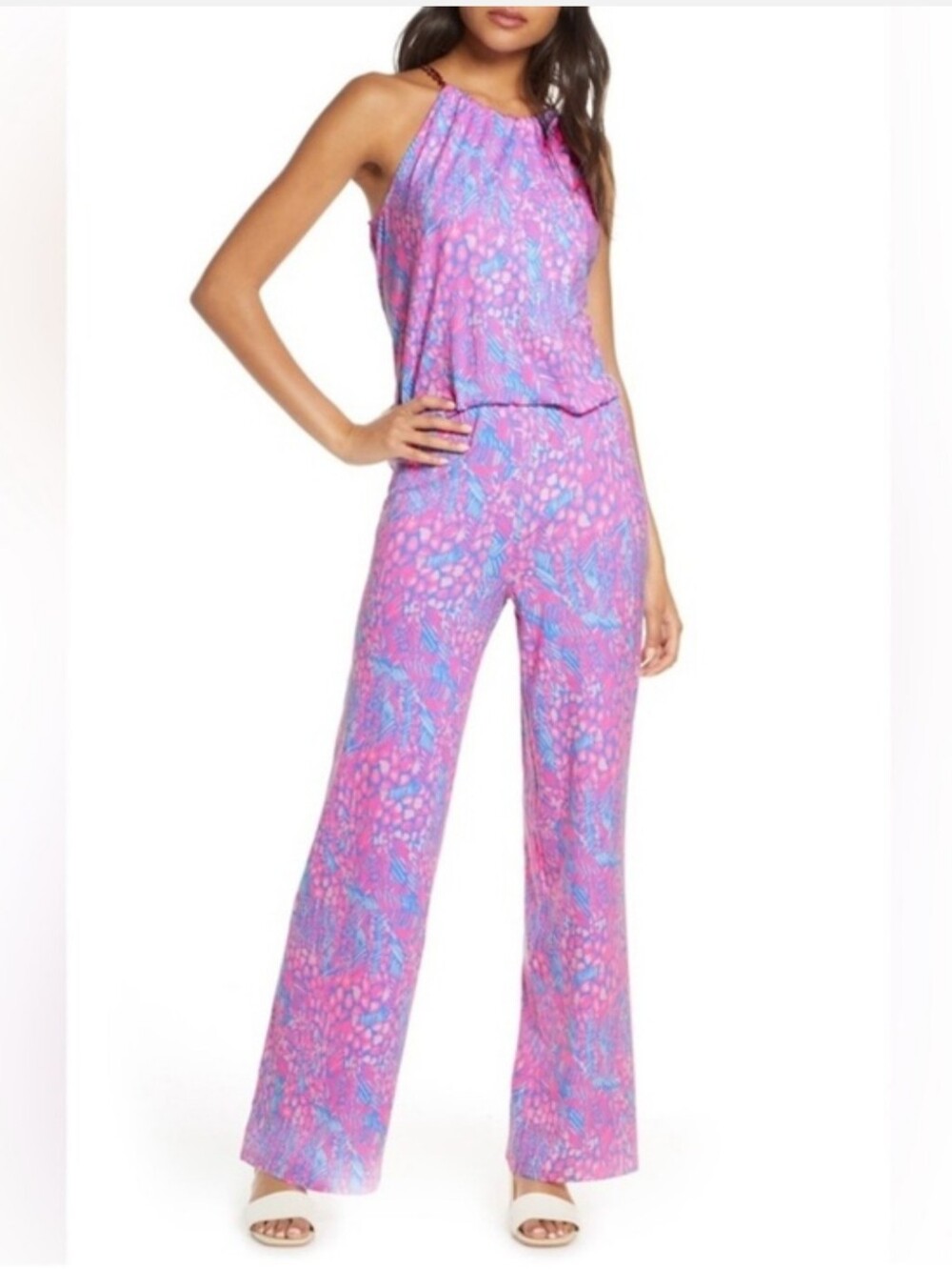 Lilly Pulitzer Bowen Jumpsuit In Pink Sorbet High Altitude Print